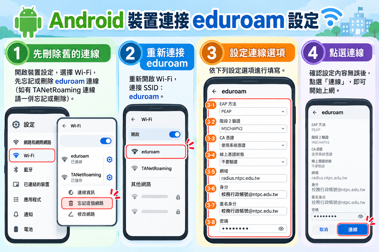 Android 裝置連接 eduroam 設定指南