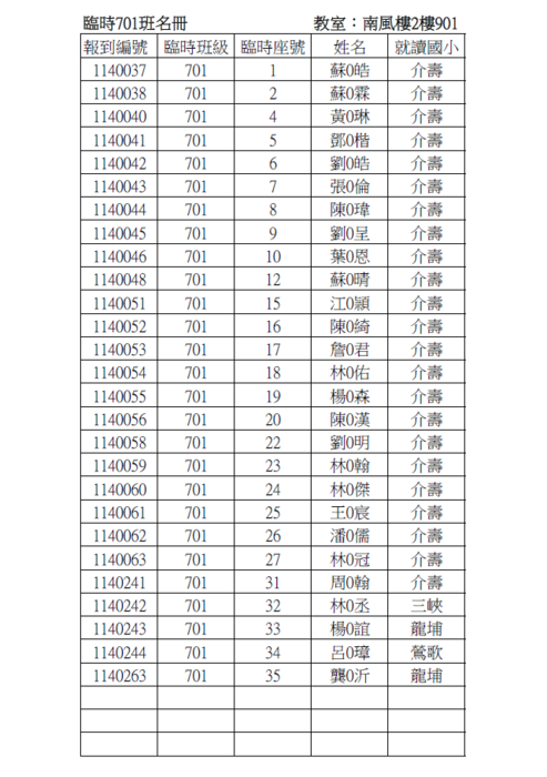 公告!!!114年新生報到臨時班級名冊及注意事項(含報到通知單)圖片